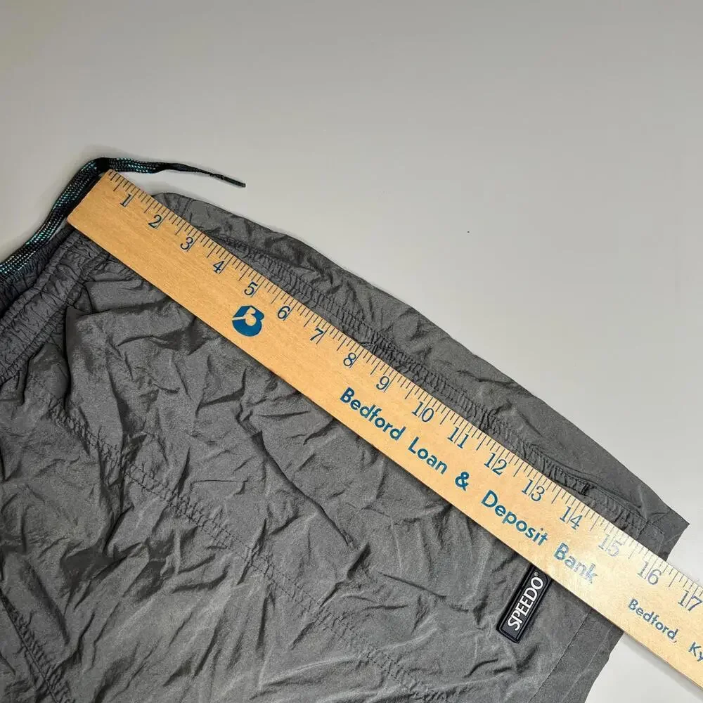 90s Vintage Speedo Swim Trunks Men’s Size L‎ Gray Nylon Mesh Lined Shorts
